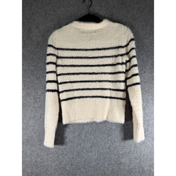 Old Navy Sweater Women XS White Eyelash Party Striped Pullover Stretch Casual - Picture 7 of 8